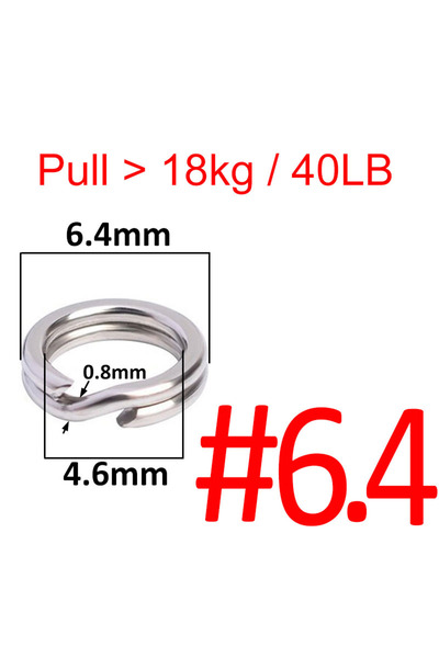 Choice 100 قطعة 6.4 100 قطعة حلقة صيد من الفولاذ المقاوم للصدأ حلقة مزدوجة بي...