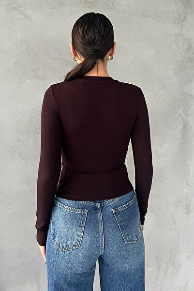 Seda Yalçın Atelier Bitter Brown Basic Long Sleeve Bodysuit