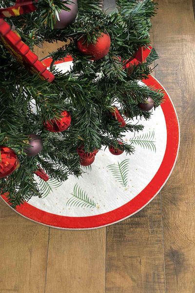 Aden Christmas Tree Bottom Cover, Pine Tree Foot Carpet Cover, Pine Pattern, Woven Base 100X100 cm