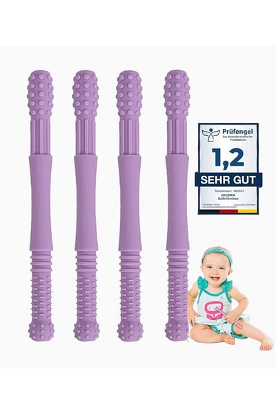 Moory Mor Sensory Set of 4 - Teether, Oral Motor Therapy, Oral Exploration and Nutrition/Chewing Tube