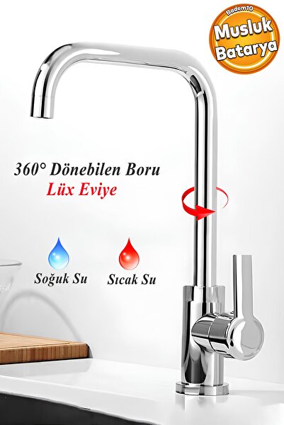Badem10 Star Lüx Kuğu Batarya Krom Lavabo Banyo Mutfak Musluğu Musluk Mermer ...