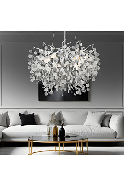 Apliqa Masal 60'lık Yuvarlak Krom Kristal Taşlı Modern, Oturma Odası, Salon A...