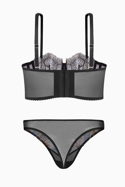 Wonna Μαύρο Glittery Tulle Brodeled Bustier και Σετ σουτιέν - Χωρίς Κάψα - Μόδα - 2586
