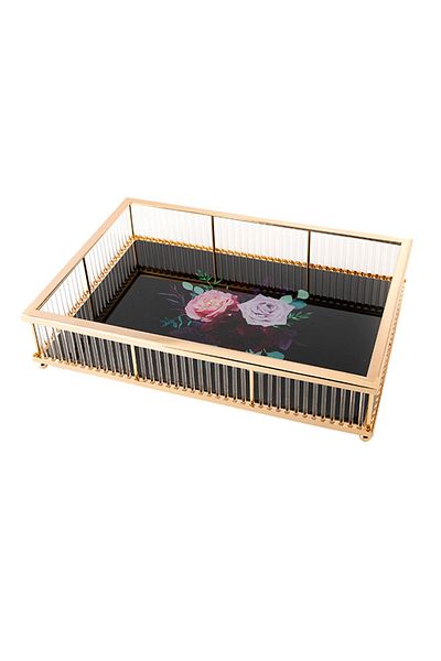 Dania Single Tray Black/Gold 38x26x7cm
