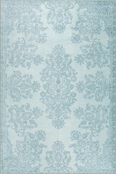 ARTLOOP Folk Vintage Desenli Dokuma Taban Dekoratif Buz Mavisi Halı BA 21