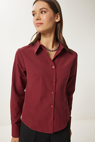 Lovelyİstanbul Πουκάμισο Claret Red Basic με κουμπιά - LRQ0001