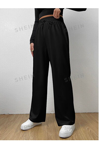 yx yustex sport Μαύρο φαρδύ γυναικείο παντελόνι φόρμας - ίσια γραμμή, άνετο κ...