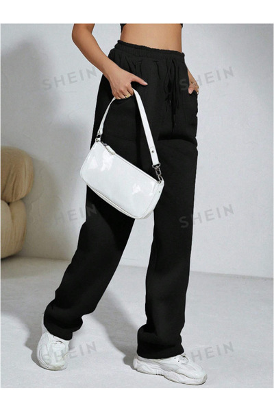 yx yustex sport Γυναικείο casual μαύρο παντελόνι φόρμας - ίσια γραμμή