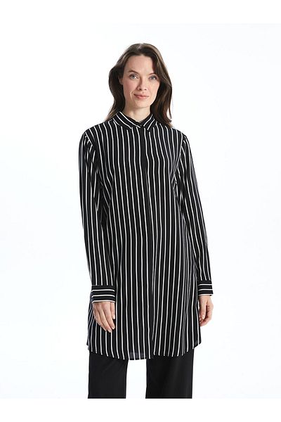 LC Waikiki Cămașă de damă LCW Grace cu dungi negre din popelin