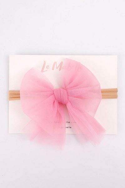 Le Mabelle Pink Tulle Bow Hair Band