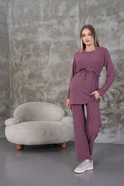 Miss Dünya Lissa Ruffle Detailed Winter Wrapped Cloth Pocket Maternity and Maternity Top Tunic Set