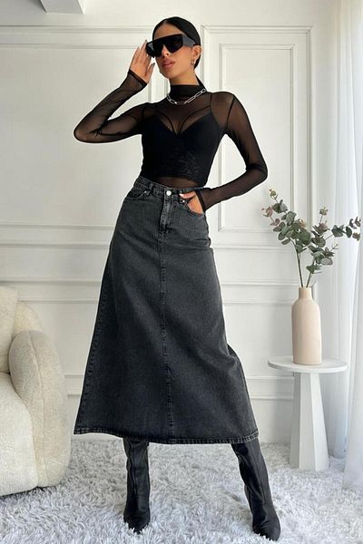 ZAROLİ Fusta de damă maxi lungime din denim