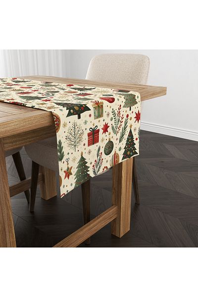 Filamente Christmas Patterned Digital Printed Runner - New Year 140X40 cm
