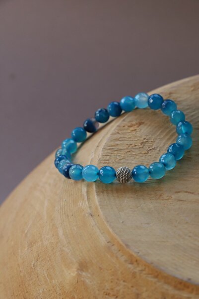 LADIN DOGALTAŞ Natural Blue Agate Stone Bracelet