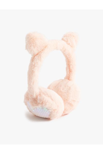 Koton Sequined Plush Earmuff with Sequins - Ear Applique