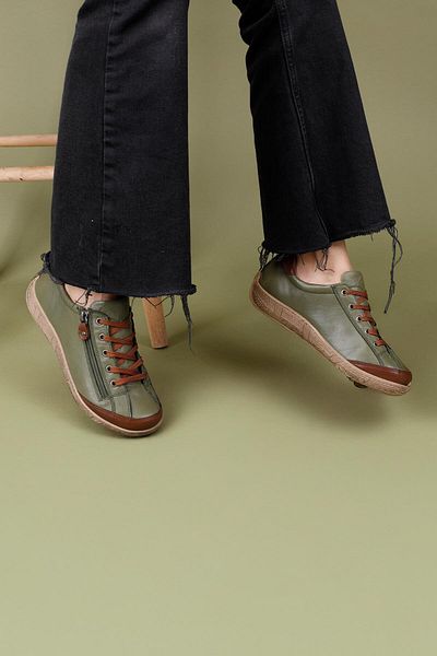 Getcho Sunset Women's Genuine Leather Green Brown Shoes