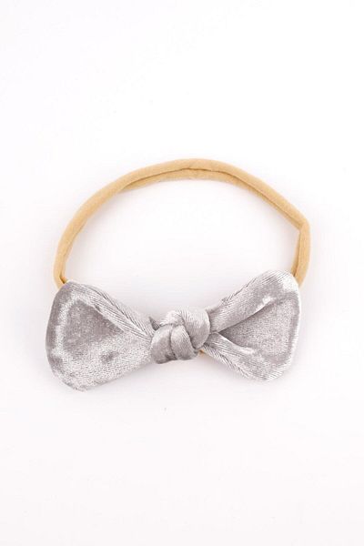 Le Mabelle Gray Velvet Bow Girl's Hair Band