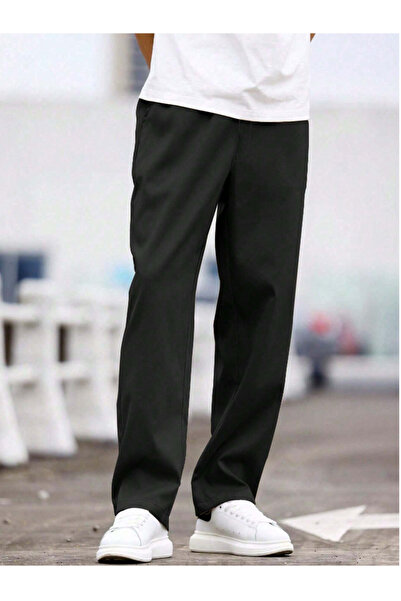 yx yustex sport Ανδρικό μαύρο φούτερ παντελόνι με ίσια μπατζάκια - Casual και...