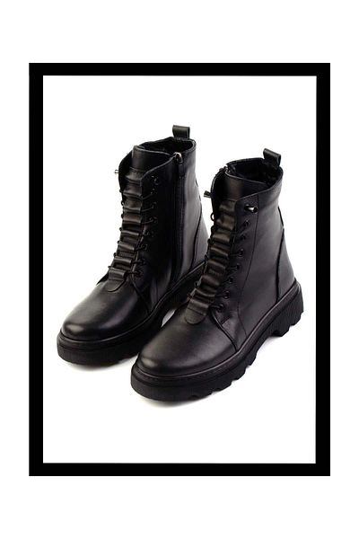 Bambi Black Leather Women's Boots & Bootie K02045002803