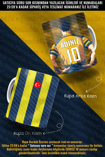 PembeCadde Tekli Adam Kupa Kişiye Özel Taraftar Baskılı Hediye Kupa Kahve Bardak Mug