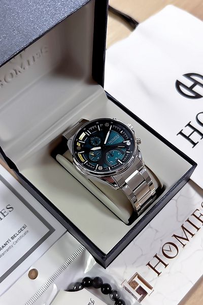 Homies Multifunction Men Wristwatch 3 Atm Waterproof Silver Color Steel Band