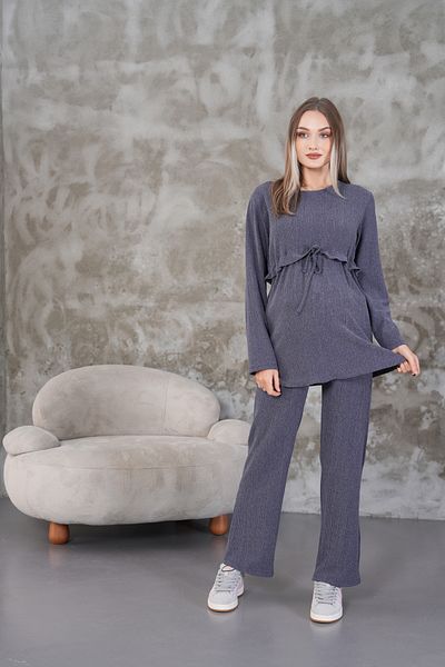 Miss Dünya Lissa Ruffle Detailed Winter Wrapped Cloth Pocket Maternity and Maternity Top Tunic Set