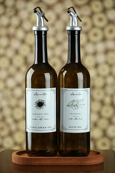 Amentes Amber 2-Piece 750 ml Olive Oil Liquid Bottle Oil Pot Oil Bottle 750 No Stand