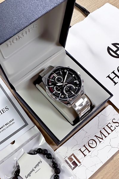 Homies Men's Multifunction Wristwatch - 3 Atm Waterproof with Silver Color Steel Band Gift Bracelet Hme2035C3