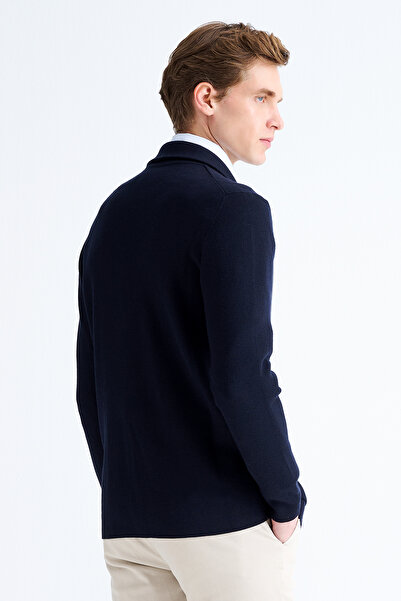 Edwards Erkek Lacivert Düğmeli Yün Hırka