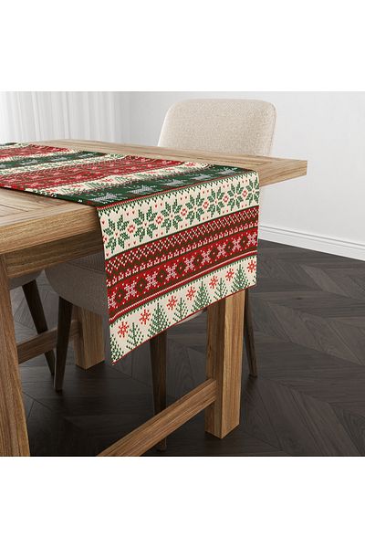 Filamente Christmas Patterned Digital Printed Runner - New Year 140X40 cm