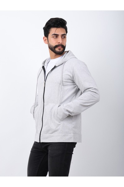MERTEX Erkek Sweatshirt Önden fermuarlı Kanguru cepli Kapişonlu  2 iplik Mevsimlik Rahat kalıp