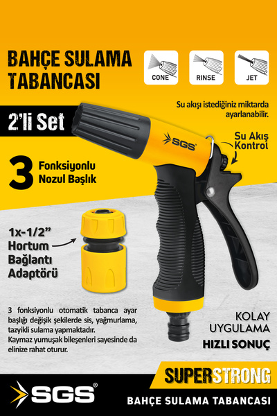 SGS SGS4255 Halı Oto Yıkama Bahçe Sulama Tabancası Seti 2 Li Set