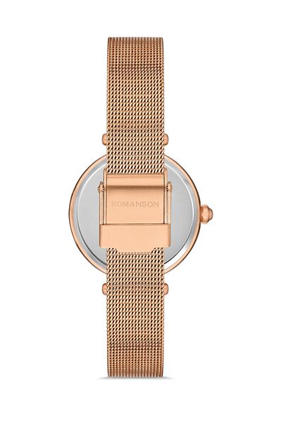 Romanson Rm8A20Tlrrab6R Steel Mesh Cord Rose Gold Color Stone Women's Wristwatch