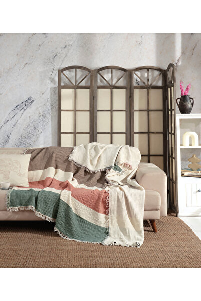 luxtex 4 Kat Müslin Yatak Örtüsü, Koltuk Örtüsü, Battaniye, Çift Kişilik 240 X 220 Cm