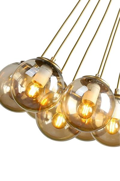 VENON 7-Piece Tolded Case Honey Globe Glass Pendant Chandelier Sport Chandelier Room Chandelier