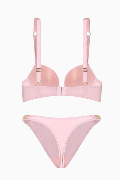 Wonna Lirio Chain Detailed Micro Bra Panty Set - Padded - Fashion - 2571 - Pink