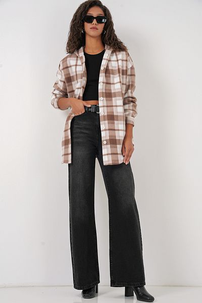Bigdart 0710 Πουκάμισο Oversize με κουκούλα - Καφέ
