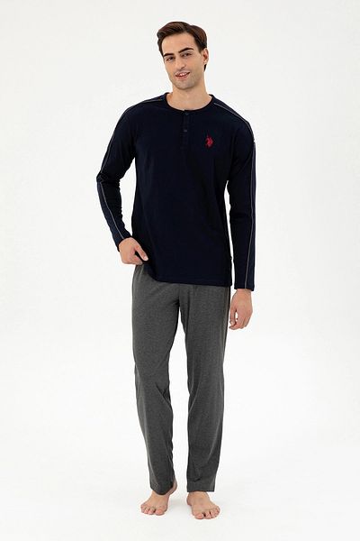 U.S. Polo Assn. US POLO LICENCE ΚΟΥΜΠΙ ΚΟΛΑΡ ΒΑΜΒΑΚΙ ΑΝΔΡΙΚΟ ΜΑΚΡΥΜΑΝΙΚΟ ΣΕΤ ΠΙΤΖΑΜΑ