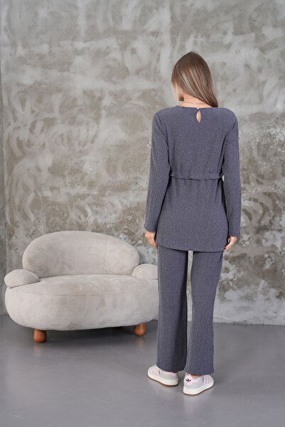 Miss Dünya Lissa طقم تونيك شتوي بتفاصيل مكشكشة وجيب من القماش للحوامل والحوامل