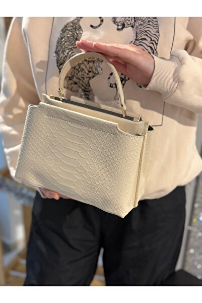 Seniorah Cream Colored Patterned Shoulder and Hand Women's Bag