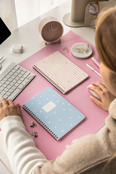 PAPERORA A5 Spiralli Karton Kapak Çizgili Okul Defteri 80 yaprak 2'li Set - Ders Programlı