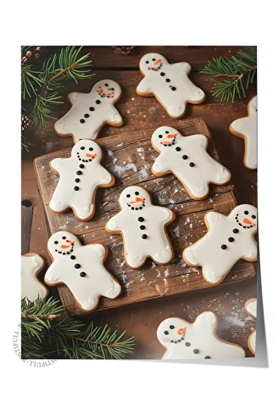 Postifull Frameless Christmas Poster, Christmas Decor, Comfort Series, Gingerbread Snowmen Poster, No: 108619