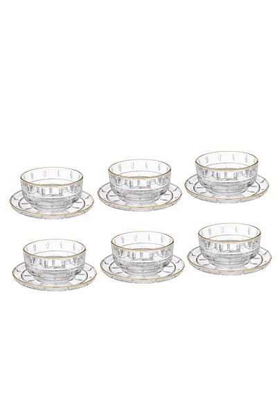 Elegant A yogurt set for sweets and nuts made of glass, 12 pieces, 6 yogurts + 6 plates
