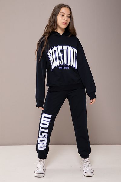 Cansın Mini Σετ φόρμας Boston Navy Blue Hooded για κορίτσια - 19830