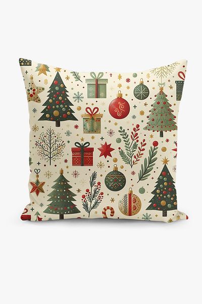 Filamente New Year Christmas Pattern Double Sided Digital Printed Throw Pillow Cover
