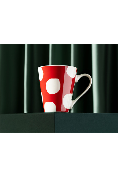 Madame Coco Espoir Point New Bone China Mug - White/Red - 260 ml