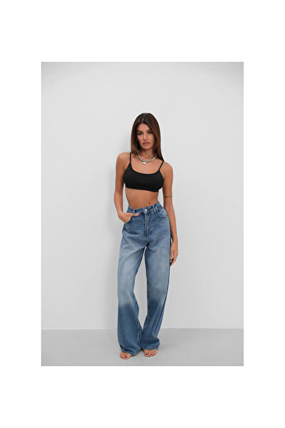 ZDN JEANS W1950 Kadın Fit Baggy Orta Mavi Düz Jean