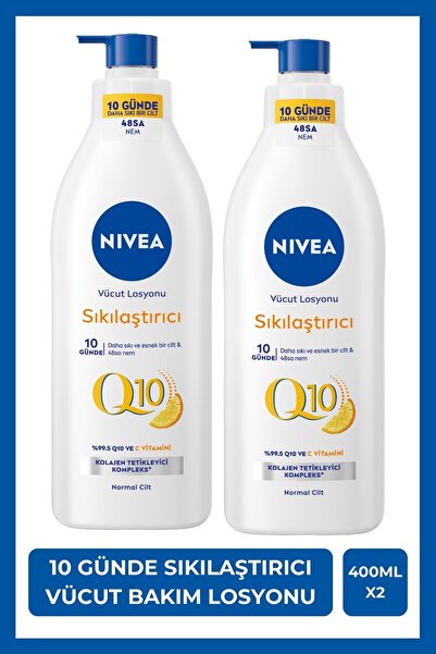 NIVEA Q10 Firming Body Lotion 400ml, Tighten Up in 10days, Vitamin C, Moisturizer, Supple Skin, x2pcs