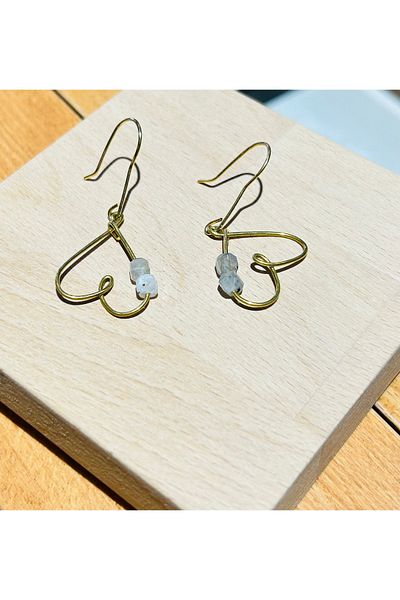 Luna Labradorite Natural Stone Dangle Heart Earrings