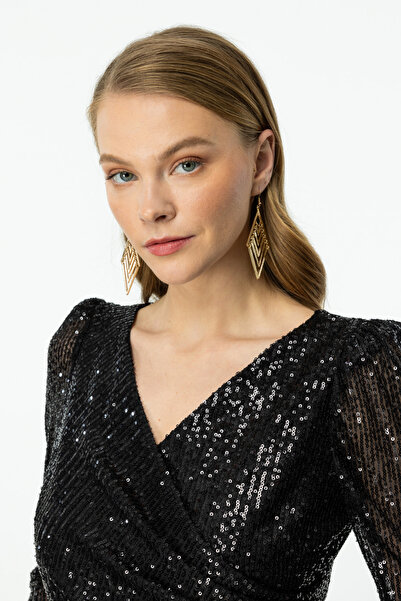 Mi Pret a Porter Mi Üstü Payet Yarım Kollu Tulum